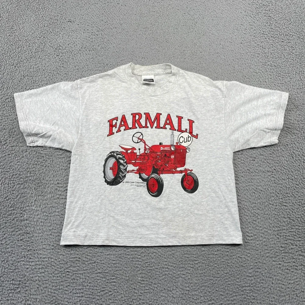 Tultex T-Shirt Men Large Gray Farmall Cub 1993 Case Corp Tractor Vintage Graphic - Picture 1 of 9